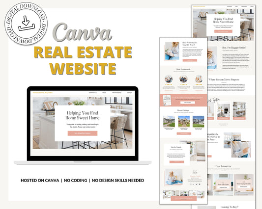 Real Estate Canva Website | Real Estate Agent Website | Canva Website Template | Business Website | Real Estate Marketing | Link In Bio
