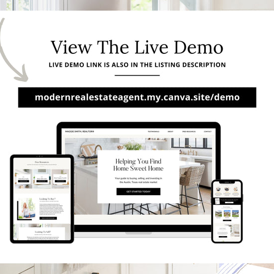 Real Estate Canva Website | Black Real Estate Agent Website | Canva Website Template | Business Website Real Estate Marketing | Link In Bio