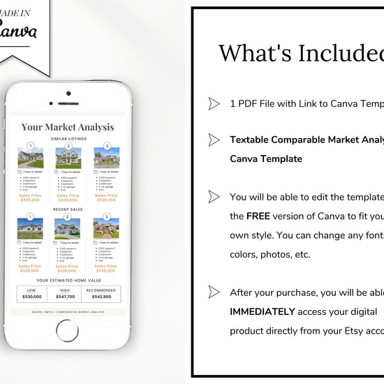 Textable CMA Report | Comparative Market Analysis | Real Estate CMA | CMA Packet | Real Estate Template | Market Analysis | Market Update