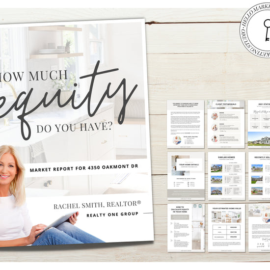 Home Equity Report | CMA Packet Clients | Comparative Market Analysis | Listing Presentation | Seller Guide Real Estate Prospecting | Canva