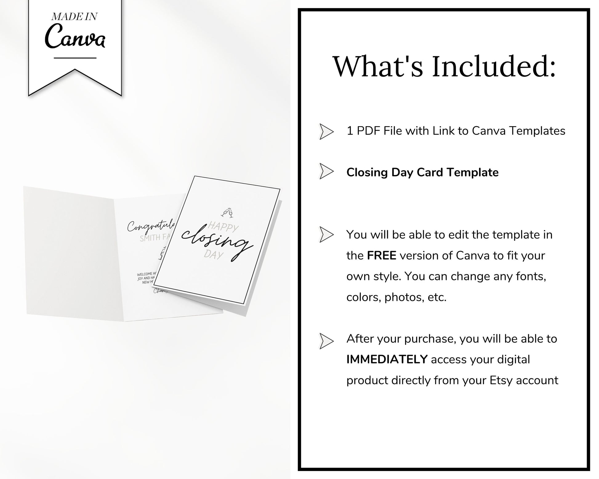 Happy Closing Day Real Estate Greeting Card | Real Estate Agent Card | Mortgage Lender Cards | Loan Officer Cards Real Estate Canva Template