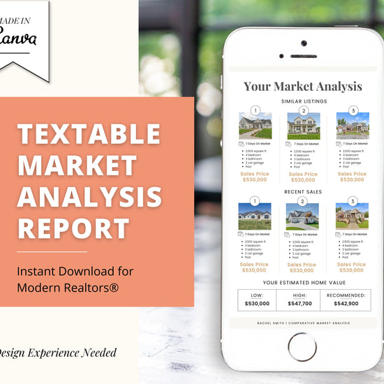 Textable CMA Report | Comparative Market Analysis | Real Estate CMA | CMA Packet | Real Estate Template | Market Analysis | Market Update