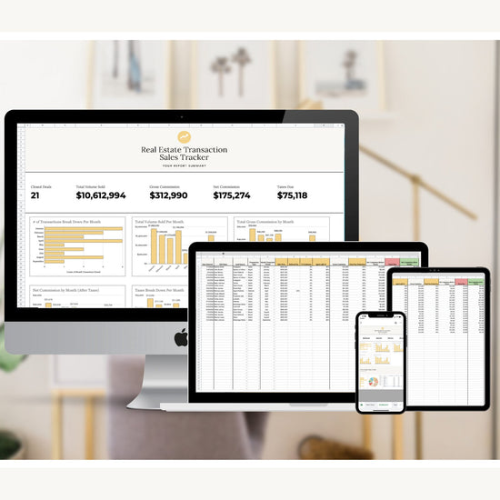 Real Estate Transaction Tracker | Real Estate Sales Tracker | Income Statement | Real Estate Goal Tracker | Income Tracker | Bookkeeping