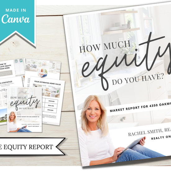 Home Equity Report | CMA Packet Clients | Comparative Market Analysis | Listing Presentation | Seller Guide Real Estate Prospecting | Canva