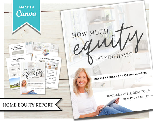 Home Equity Report | CMA Packet Clients | Comparative Market Analysis | Listing Presentation | Seller Guide Real Estate Prospecting | Canva