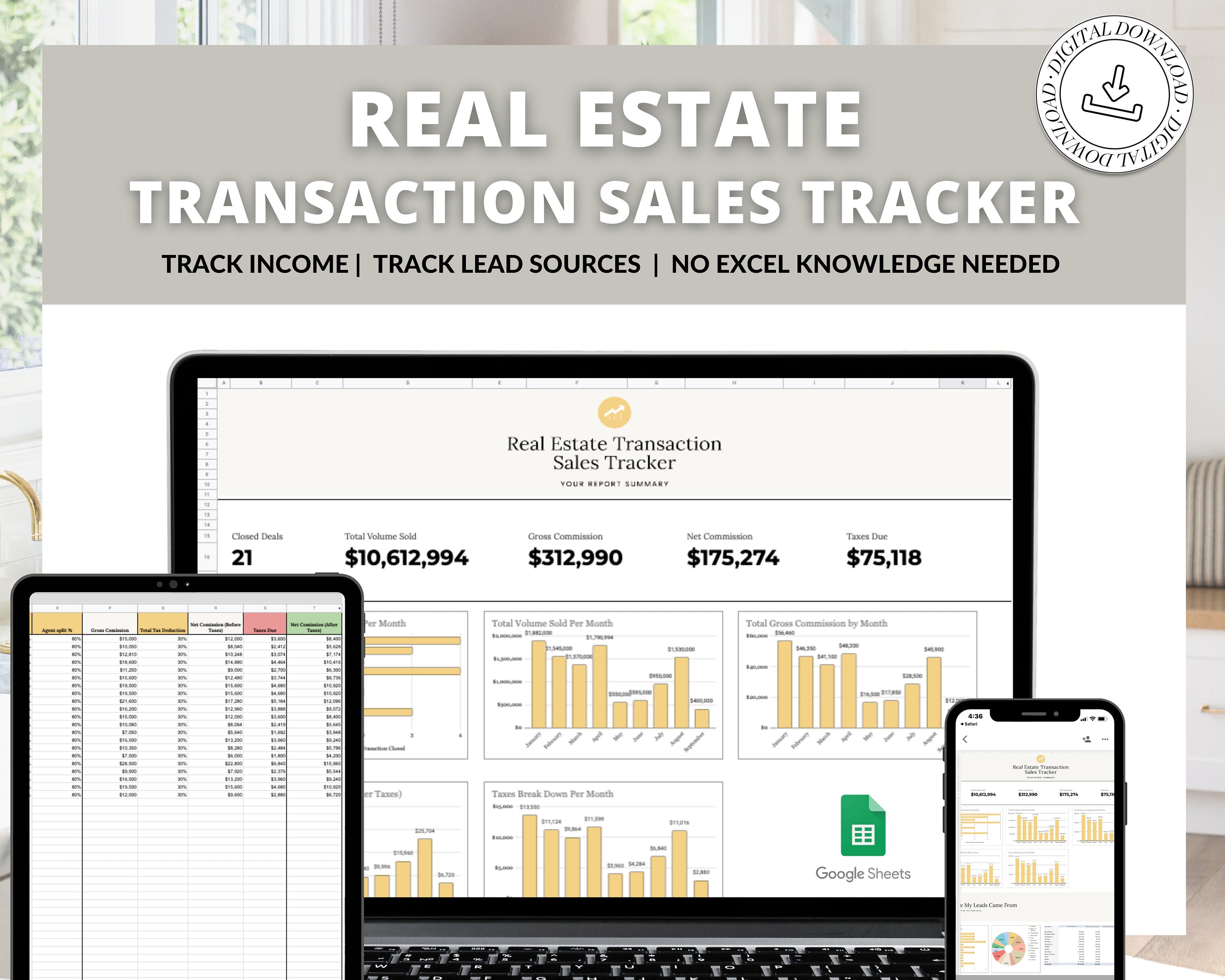 Real Estate Transaction Tracker | Real Estate Google Sheets – Agent ...