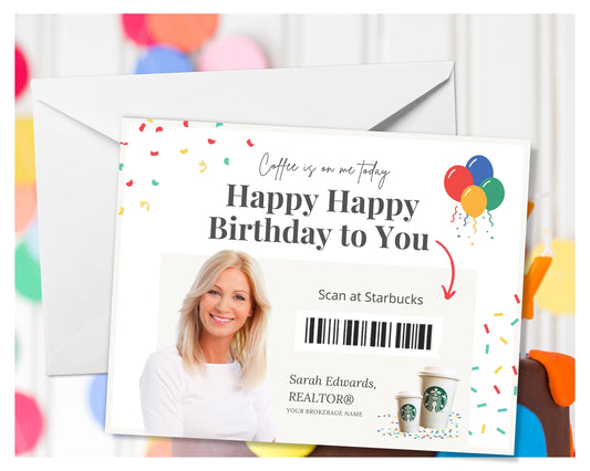 Happy Birthday Postcard | Coffee Birthday Cards | Real Estate Marketing | Real Estate Farming Card | Real Estate Coffee Birthday Gift Card