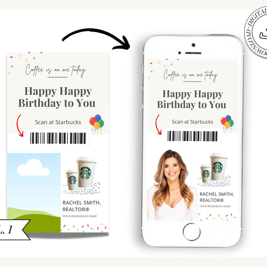 Digital Birthday Card | Happy Birthday Card for Client | Real Estate Marketing | Real Estate Farming Card | Real Estate Coffee Gift Card