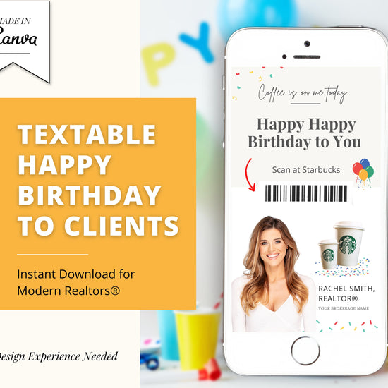 Digital Birthday Card | Happy Birthday Card for Client | Real Estate Marketing | Real Estate Farming Card | Real Estate Coffee Gift Card