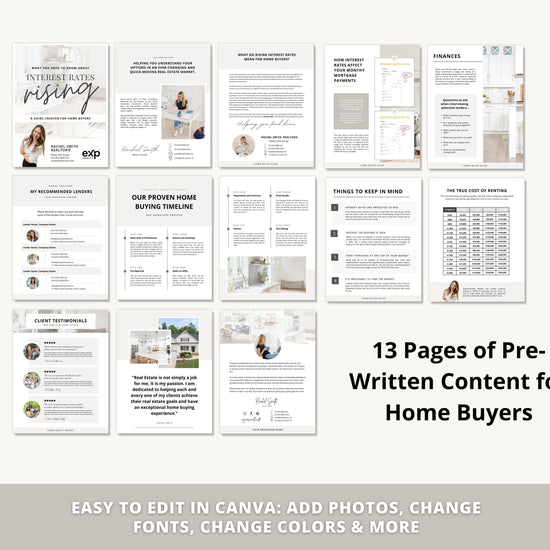 Interest Rates Rising Home Buyer Guide | Real Estate Marketing | Mortgage Lender | Home Equity Report | Real Estate Prospecting Canva Guide