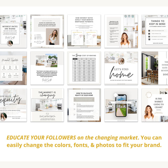 Interest Rates Instagram Posts | Real Estate Social Media Posts | Market Changing | Mortgage Lender | Home Equity Posts | Rent | Canva Guide