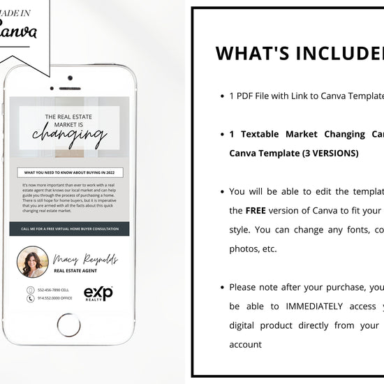 Digital Textable Card | Real Estate Business Card | Market Changing | Interest Rates | Real Estate Marketing | Prospecting Flyer | Canva