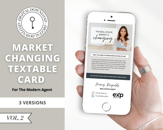 Digital Textable Card | Real Estate Business Card | Market Changing | Interest Rates | Real Estate Marketing | Prospecting Flyer | Canva