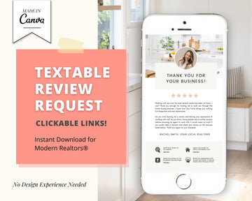 Client Review Request Textable Card | Real Estate Agent Marketing | Entrepreneur Client Testimonials | Canva Template | Referral Request