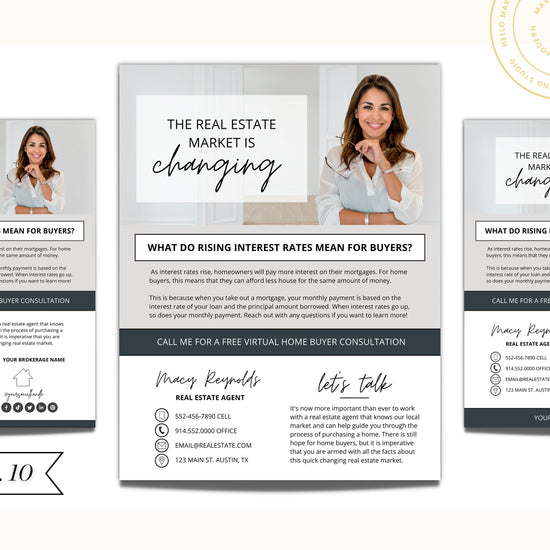 Real Estate Interest Rates Flyer | Real Estate Marketing | Canva Template | Rising Interest Rate Mailer | Rent vs Buy Realtor Farming Flyer