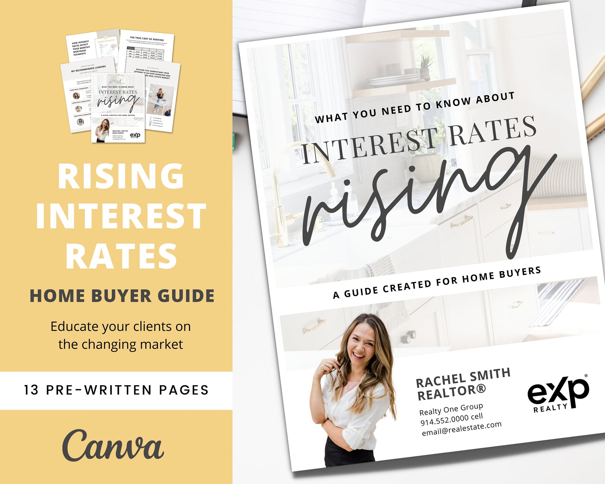 Interest Rates Rising Home Buyer Guide | Real Estate Marketing | Mortgage Lender | Home Equity Report | Real Estate Prospecting Canva Guide