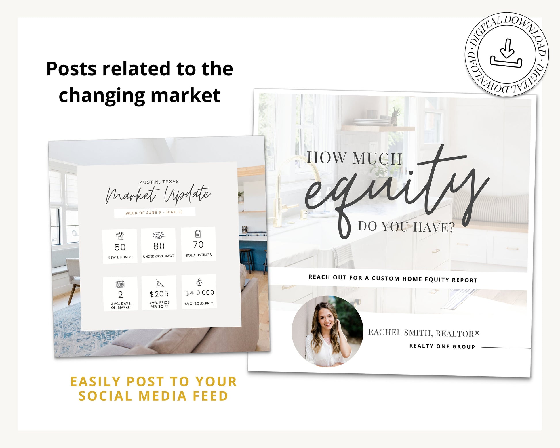 Interest Rates Instagram Posts | Real Estate Social Media Posts | Market Changing | Mortgage Lender | Home Equity Posts | Rent | Canva Guide