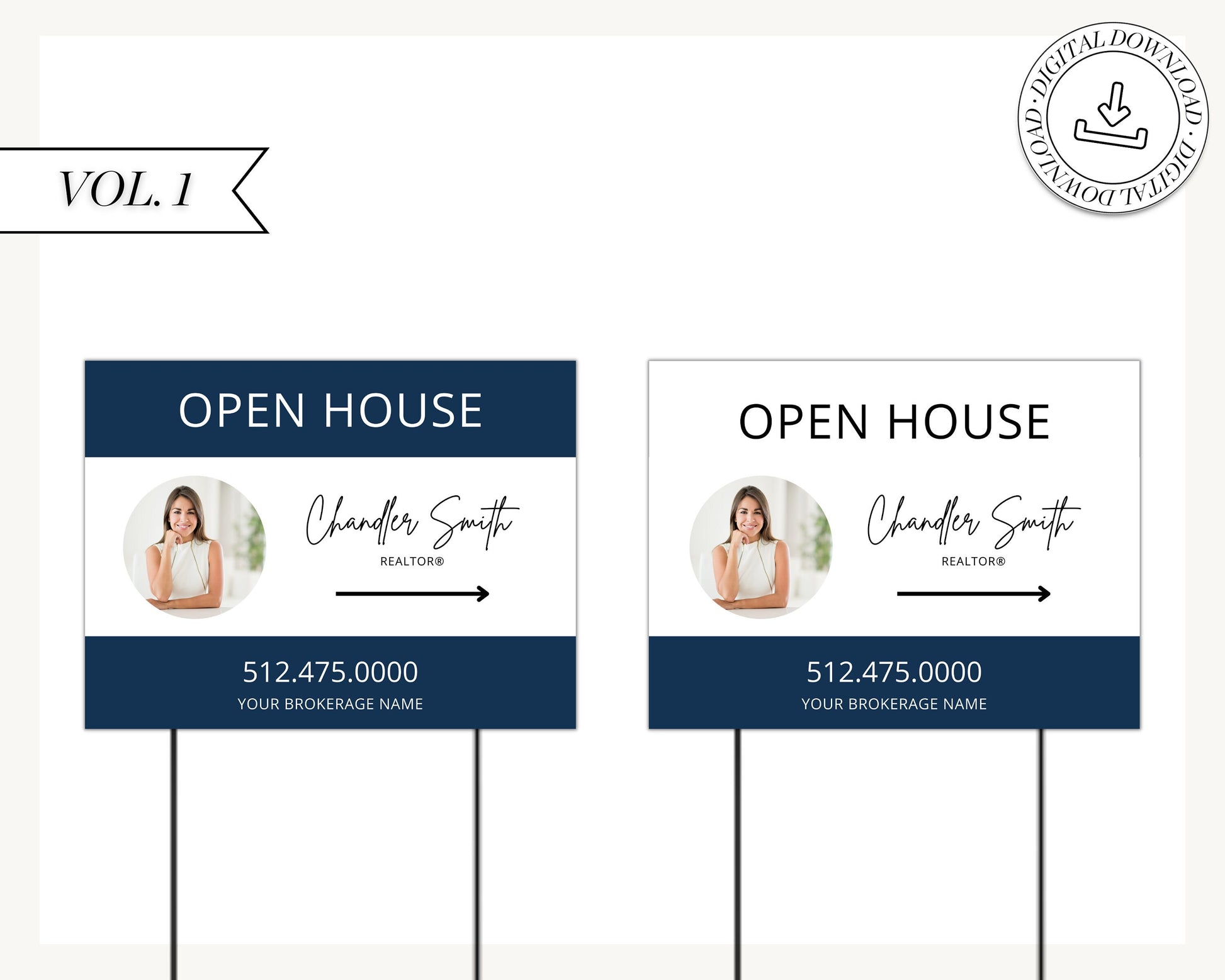 Real Estate Yard Open House Sign Template | For Sale Yard Sign | Customizable For Sale Signage | Open House Directional | Canva Template