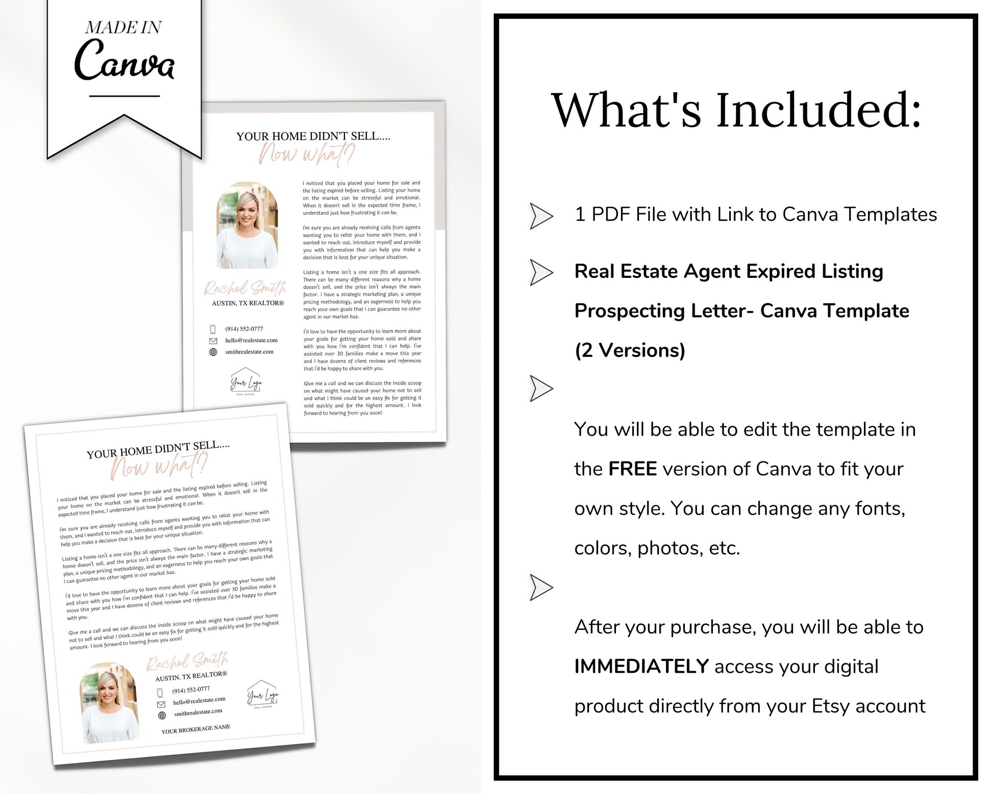 Real Estate Expired Listing Flyer | Real Estate Marketing | Canva Template | Real Estate Template | New Agent Flyer | Real Estate Postcard