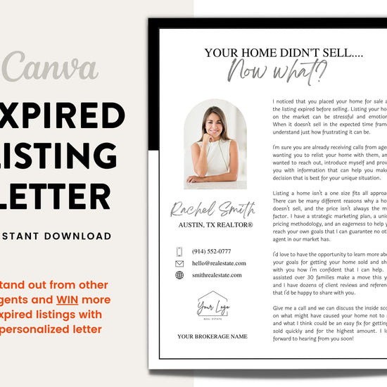 Real Estate Expired Listing Flyer | Real Estate Marketing | Canva Template | Real Estate Template | New Agent Flyer | Real Estate Postcard