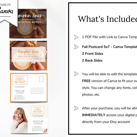 Real Estate Fall Postcard | Pumpkin Spice Real Estate | Real Estate Marketing | Fall Newsletter | Autumn Mailer | Fall Farming Card | Canva