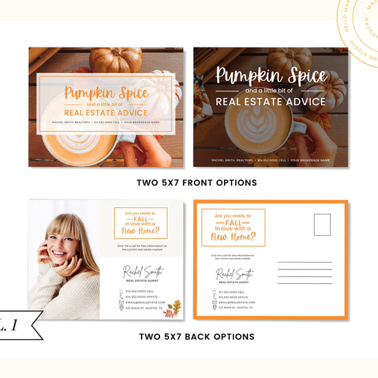 Real Estate Fall Postcard | Pumpkin Spice Real Estate | Real Estate Marketing | Fall Newsletter | Autumn Mailer | Fall Farming Card | Canva