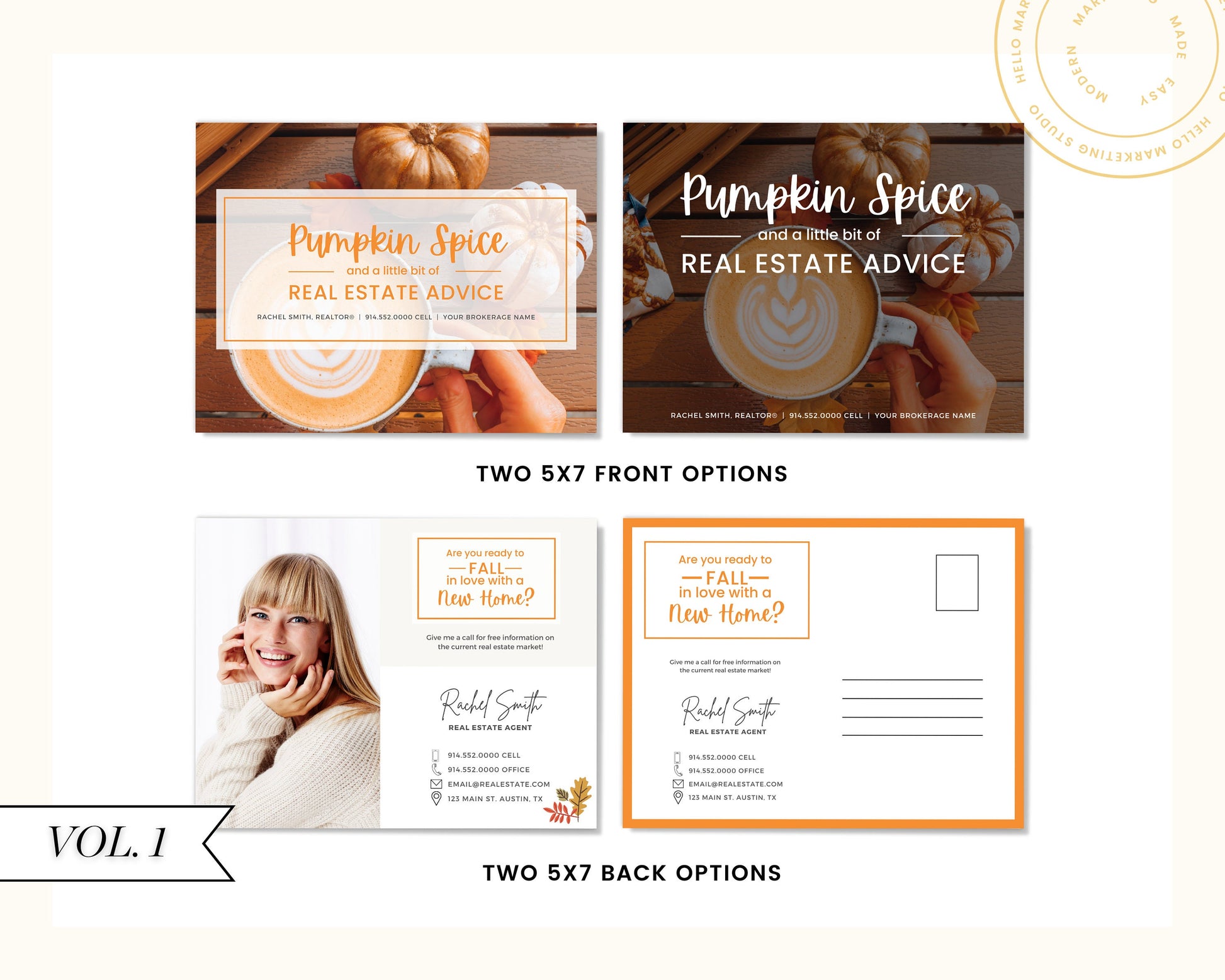 Real Estate Fall Postcard | Pumpkin Spice Real Estate | Real Estate Marketing | Fall Newsletter | Autumn Mailer | Fall Farming Card | Canva