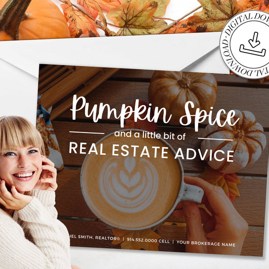 Real Estate Fall Postcard | Pumpkin Spice Real Estate | Real Estate Marketing | Fall Newsletter | Autumn Mailer | Fall Farming Card | Canva