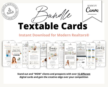 Digital Business Card Bundle | Textable Real Estate Cards | Real Estate Marketing | Canva Template | Textable Prospecting Cards | Open House