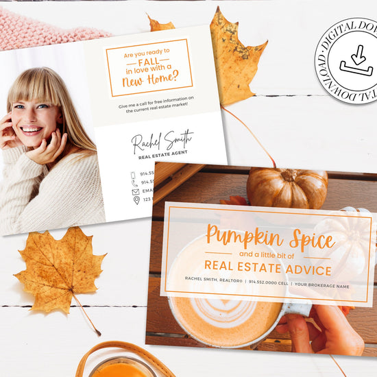Real Estate Fall Postcard | Pumpkin Spice Real Estate | Real Estate Marketing | Fall Newsletter | Autumn Mailer | Fall Farming Card | Canva