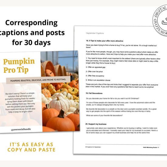 October Real Estate Captions & 31 Matching Real Estate Canva Posts | Real Estate Instagram Posts | Real Estate Marketing | Canva Template