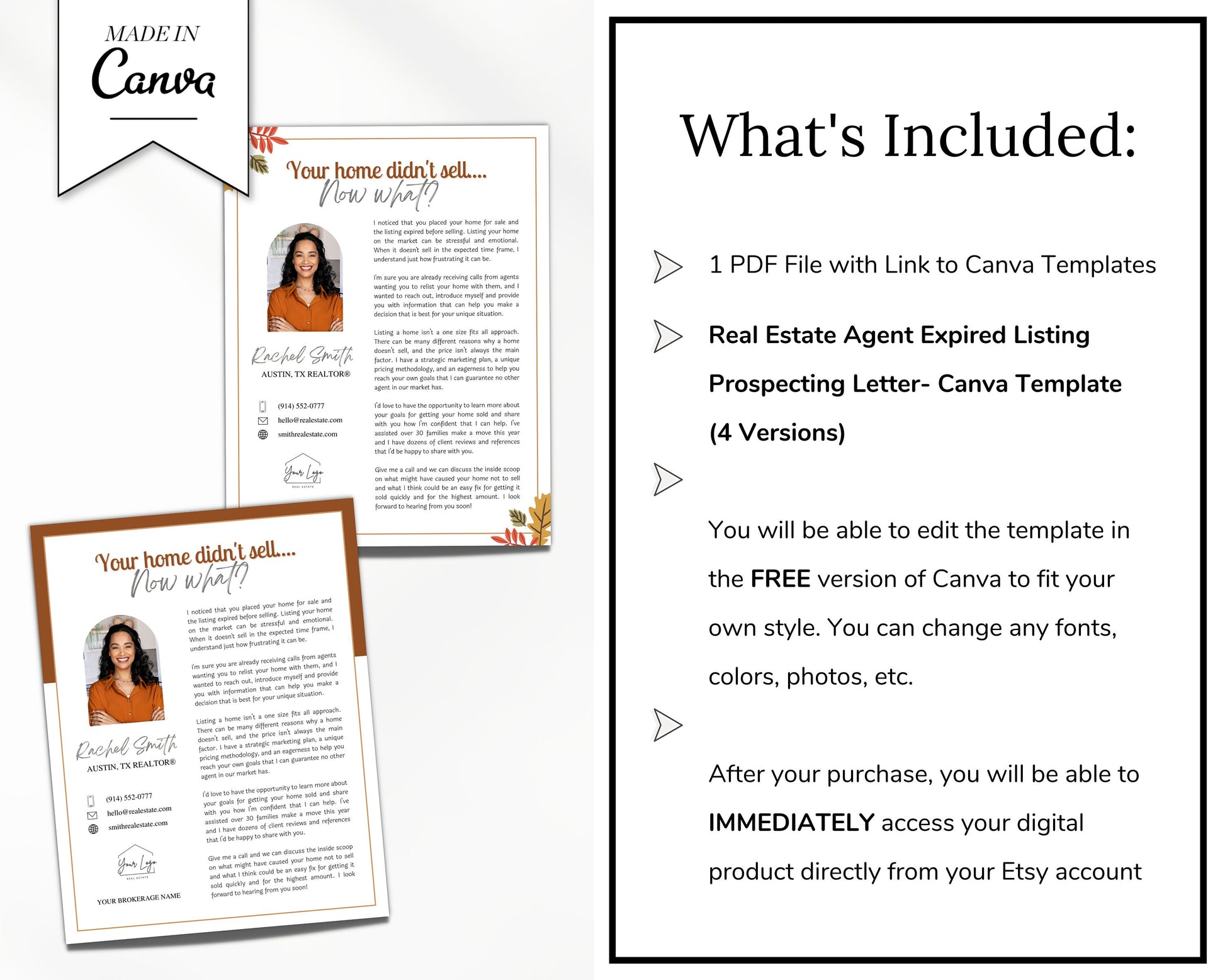 Fall Real Estate Expired Listing Flyer | Real Estate Marketing | Canva Template | Real Estate Template | Agent Flyer | Real Estate Postcard