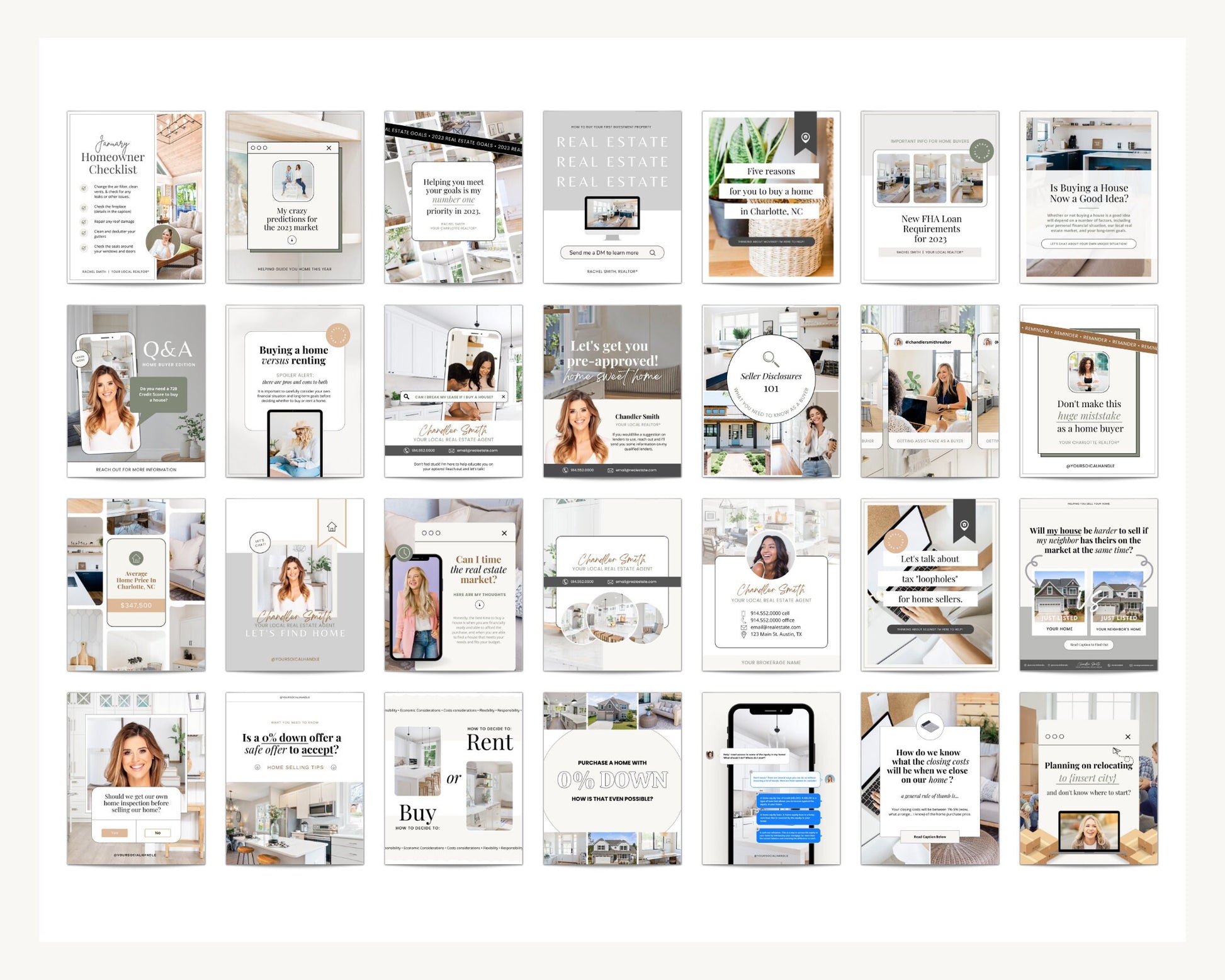 January Real Estate Captions & 31 Matching Real Estate Canva Posts | Real Estate Instagram Posts | Real Estate Marketing | Canva Template