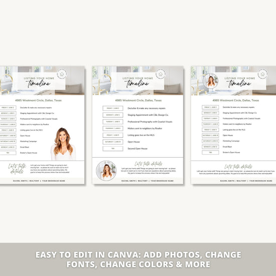 Seller Listing Timeline of Events | Seller Packet | Seller Flyer | Real Estate Marketing Material | Modern Marketing | Canva Template