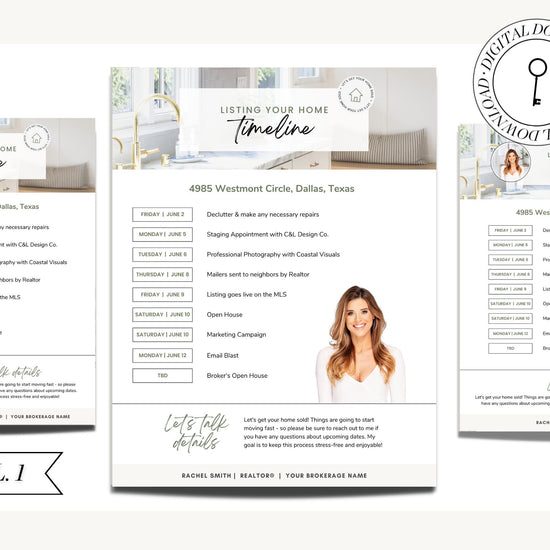 Seller Listing Timeline of Events | Seller Packet | Seller Flyer | Real Estate Marketing Material | Modern Marketing | Canva Template