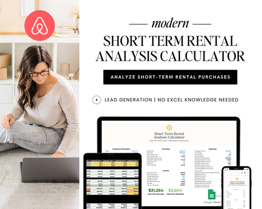 Short-Term Rental Analysis Calculator Tracker | Rental Tracking Spreadsheet | Rental Management | Rental Bookkeeping | Google Sheets | Rent