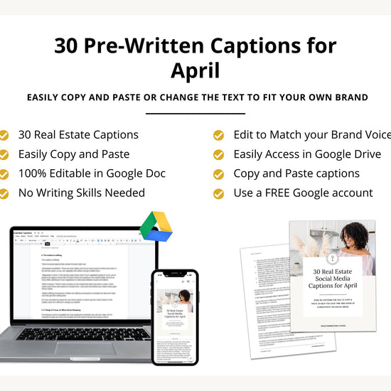 April Real Estate Captions & 30 Matching Real Estate Canva Posts | Real Estate Instagram Posts | Real Estate Marketing | Canva Template