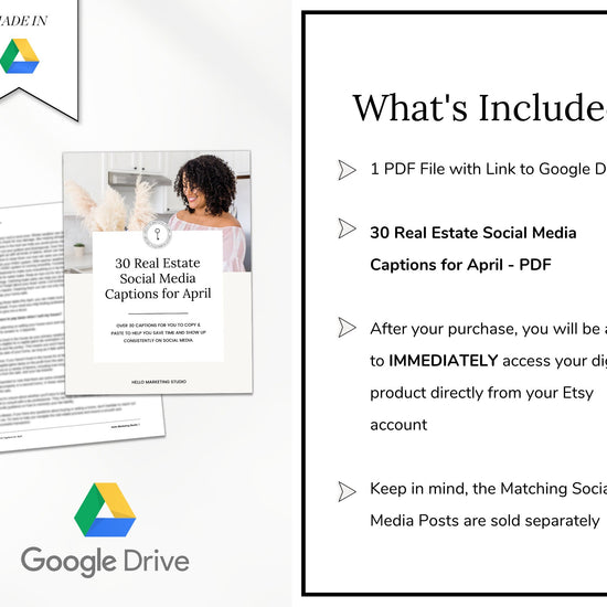 April Real Estate Captions & 30 Matching Real Estate Canva Posts | Real Estate Instagram Posts | Real Estate Marketing | Canva Template
