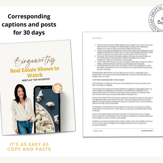 April Real Estate Captions & 30 Matching Real Estate Canva Posts | Real Estate Instagram Posts | Real Estate Marketing | Canva Template