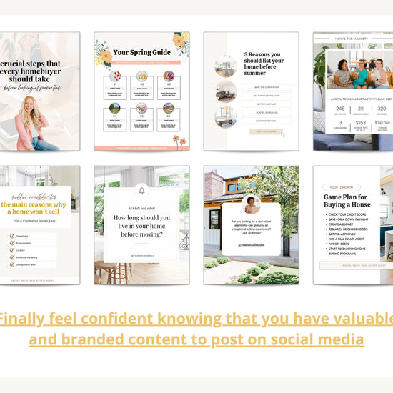 April Real Estate Captions & 30 Matching Real Estate Canva Posts | Real Estate Instagram Posts | Real Estate Marketing | Canva Template