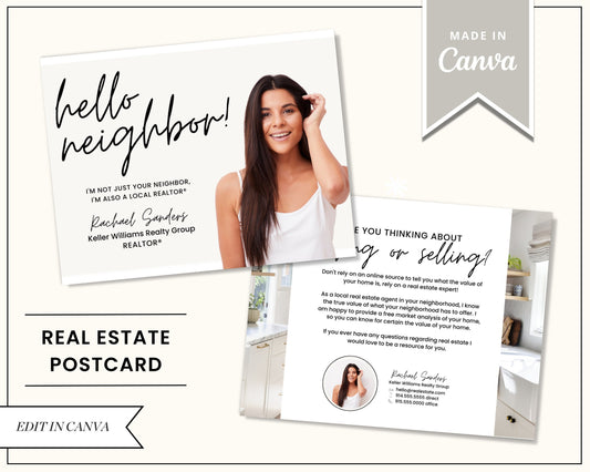 Real Estate Postcard Template | Farming Material | Real Estate Agent Marketing | Canva Template | Hello Neighbor Postcard | Flyer | Mailer