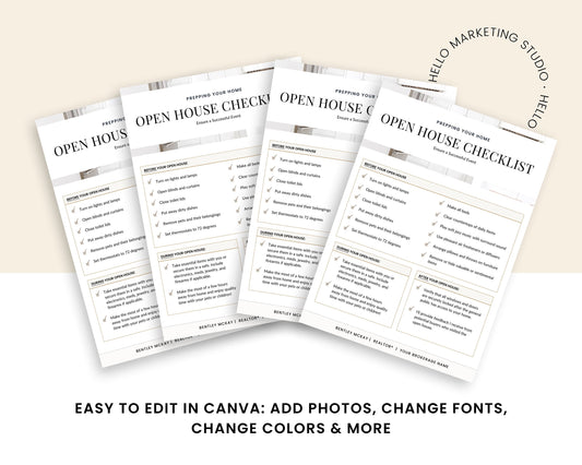 Open House Checklist | Showing Prep | Open House To-Do List | Real Estate Marketing | Open House Prep | Open House Marketing | Real Estate
