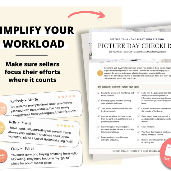 Real Estate Home Staging Checklist | Photography Checklist | Staging Checklist | Pre Listing Photo Checklist | Realtor Marketing Resource