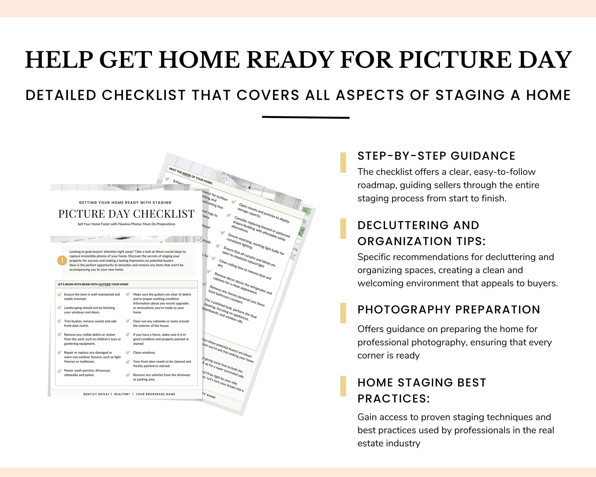 Real Estate Home Staging Checklist | Photography Checklist | Staging Checklist | Pre Listing Photo Checklist | Realtor Marketing Resource