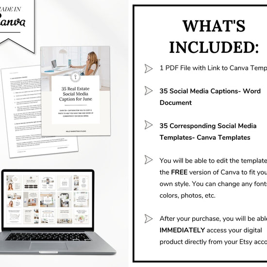 June 35 Real Estate Captions & 35 Real Estate Canva Posts | Real Estate Agent Social Media Posts | Real Estate Marketing | Canva Template
