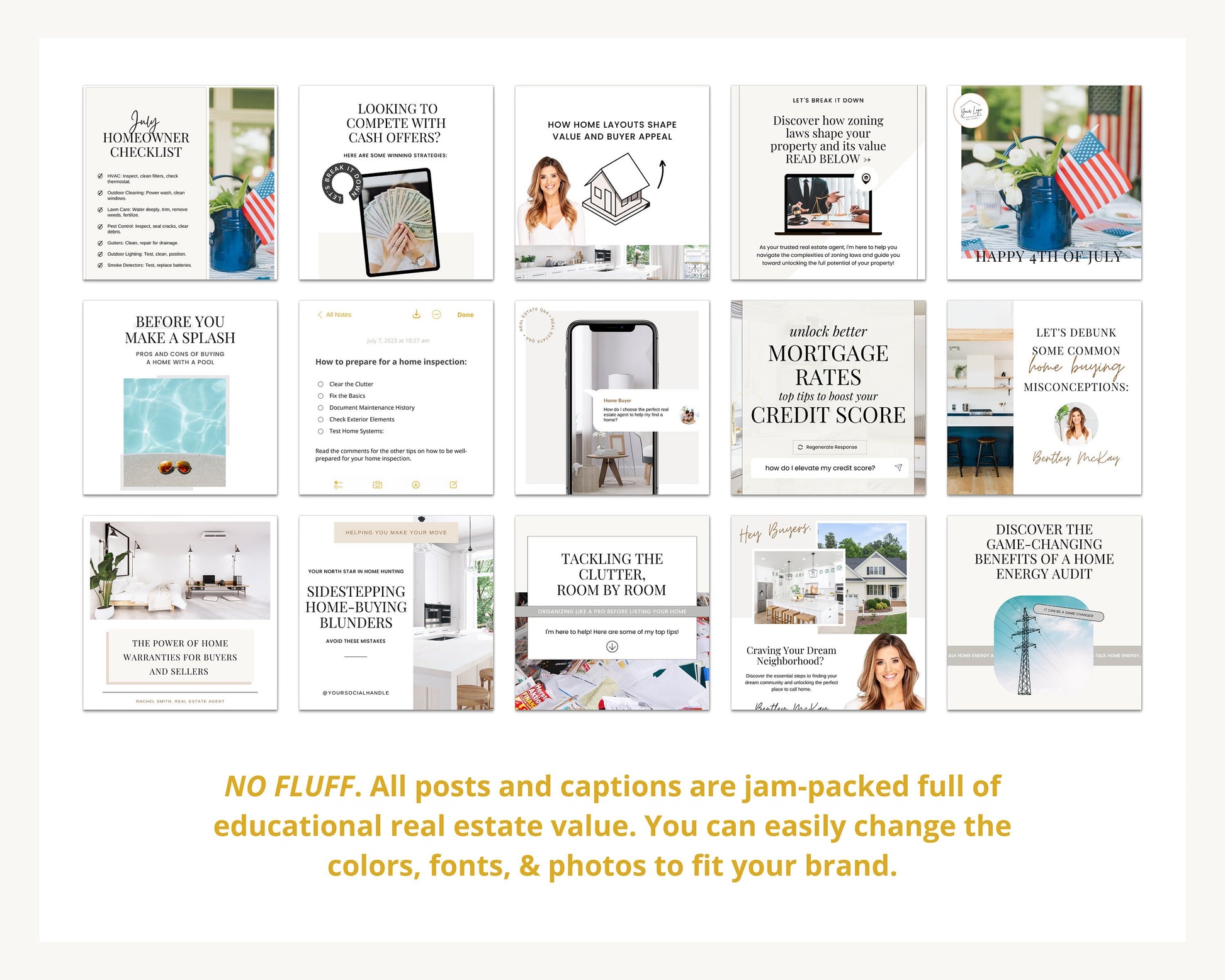 July 31 Real Estate Captions & 31 Real Estate Canva Posts | Real Estate Agent Social Media Posts | Real Estate Marketing | Canva Template