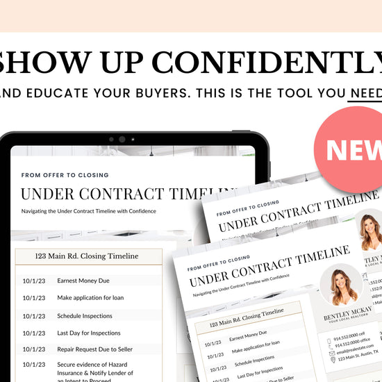 Under Contract Timeline for Real Estate | Textable Real Estate Closing Checklist | Home Buyer Guide | Real Estate Text Message | Canva