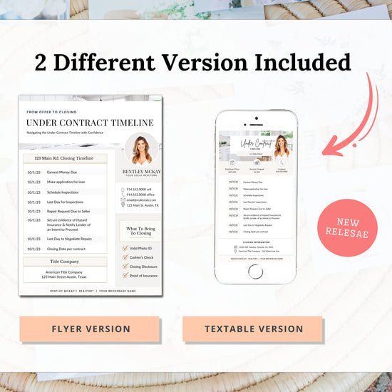 Under Contract Timeline for Real Estate | Textable Real Estate Closing Checklist | Home Buyer Guide | Real Estate Text Message | Canva