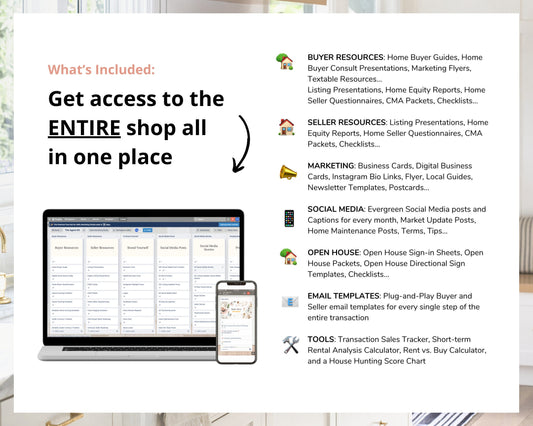 The Entire Shop Bundle | Real Estate Marketing | Seller Guide | Buyer Guide | Real Estate Flyers | Real Estate Instagram Social Media Posts