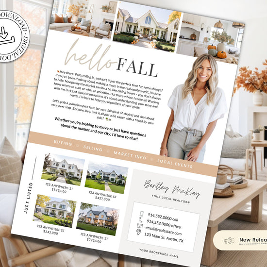 Fall Real Estate Flyer | Real Estate Marketing | Canva Template | Real Estate Template | Autumn | Real Estate Post | Pumpkin Spice | Card